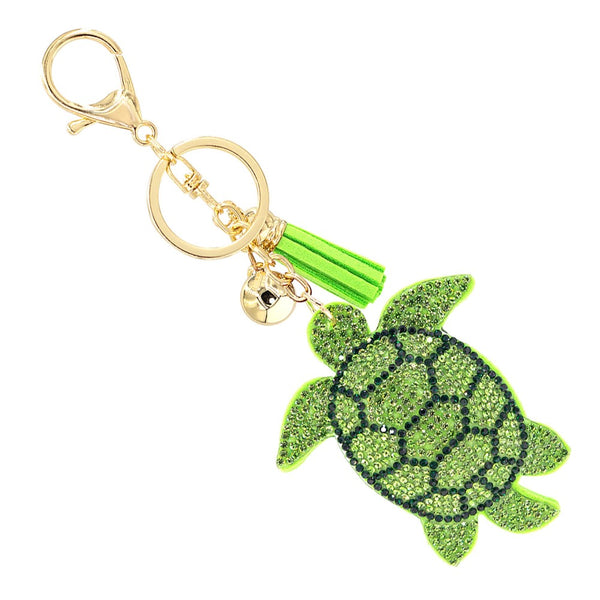 Rhinestone Studded Sea Turtle Keychain