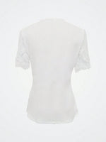 Notched Lace Short Sleeve Top