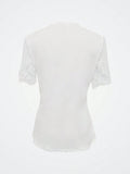 Notched Lace Short Sleeve Top