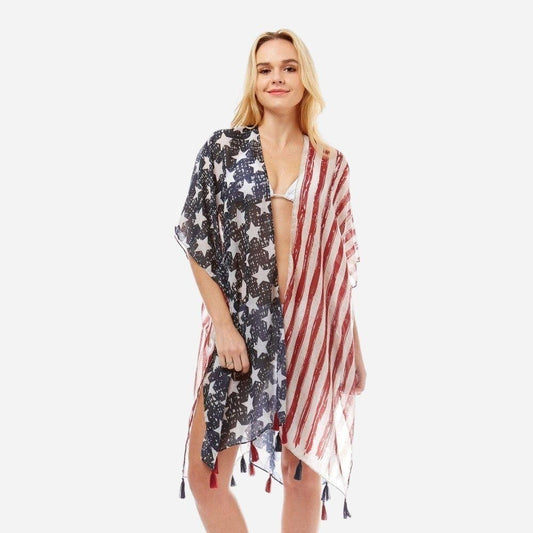American Flag Tassel Kimono