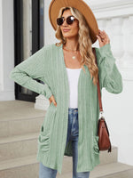 Pocketed Open Front Long Sleeve Cardigan