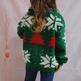 Snowflake Round Neck Long Sleeve Sweater