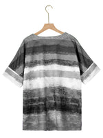 Full Size Color Block Round Neck Half Sleeve T-Shirt