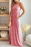 Leopard Round Neck Sleeveless Maxi Dress