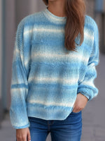 Gradient Round Neck Dropped Shoulder Sweater