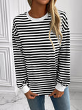 Ivy Lane Striped Round Neck Long Sleeve Sweatshirt