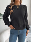 Openwork Round Neck Long Sleeve Sweater