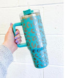 Solid Leopard 40oz Tumblers W/ Handle