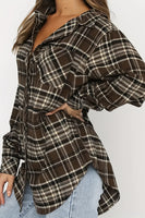 Plaid Collared Neck Long Sleeve Shirt