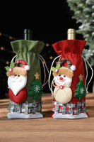 4-Pack Drawstring Christmas Wine Bottle Covers