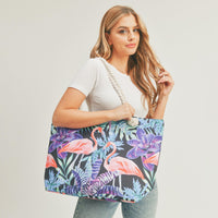 Tropical Flamingo Print Tote Bag