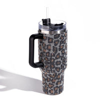 Leopard Rhinestone 40oz Tumbler With Handle