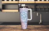 Iridescent Leopard Print 40oz Tumbler W/ Handle