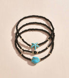 3pc Turquoise stone & Starfish Anklet Set