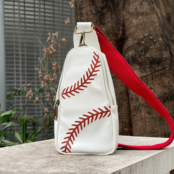 Baseball Vegan Leather Crossbody Sling Bag