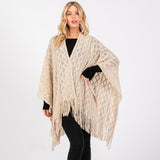 Diamond Knit Ruana Wrap With Tassels