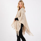 Diamond Knit Ruana Wrap With Tassels