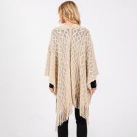 Diamond Knit Ruana Wrap With Tassels