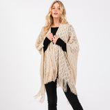 Diamond Knit Ruana Wrap With Tassels