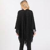 Diamond Knit Ruana Wrap With Tassels