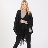 Diamond Knit Ruana Wrap With Tassels