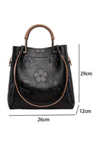 Black Embossed Multi-functional Shoulder Bag with Handle