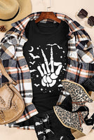 Halloween Bats & Skeleton Hand Graphic Tee