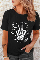 Halloween Bats & Skeleton Hand Graphic Tee