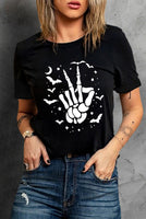 Halloween Bats & Skeleton Hand Graphic Tee