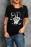 Halloween Bats & Skeleton Hand Graphic Tee