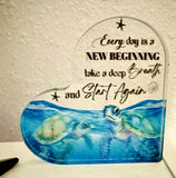 Ocean Sea Turtle Quoted 3D Acrylic Heart Plaque