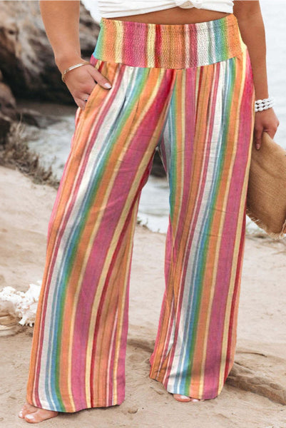 Orange Striped Boho Pants- Curvy