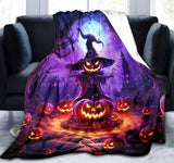 Purple Jack O Lantern Plush Blanket