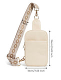 Beige Vegan Leather Crossbody Bag W/ Detachable Guitar Strap