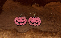 Pink Glitter Pumpkin Drop Earrings