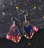 Cute Color Changing Ghost Earrings W/ Heart