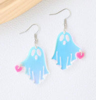 Cute Color Changing Ghost Earrings W/ Heart