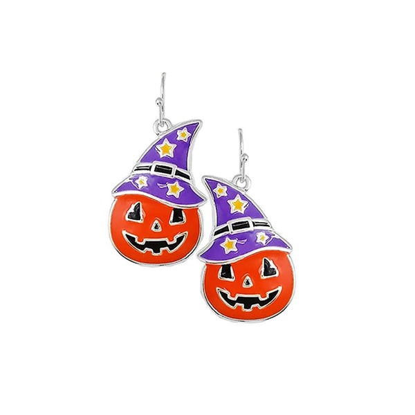 Halloween Purple Hat Pumpkin Hat Earrings