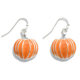 Dainty Chain Link Pumpkin Necklace W/ Earrings- Set