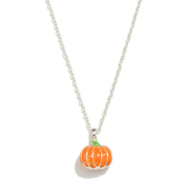 Dainty Chain Link Pumpkin Necklace W/ Earrings- Set