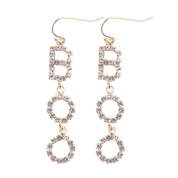 Crystal Rhinestone B O O Dangle Earrings