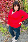 Day On The Town Red Snap Button Rib Cardigan