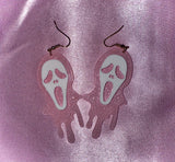 Pink Glitter Hallo-Scream Face Earrings