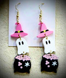 Halloween Themed Cute Ghost Hat Dangle Earrings