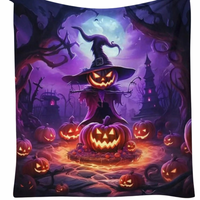 Purple Jack O Lantern Plush Blanket