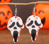 Blood Splattered Scream Ghost Face Earrings