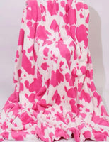 Pink Cow Print Throw Blanket