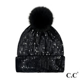 C.C Sequin Pom Beanie