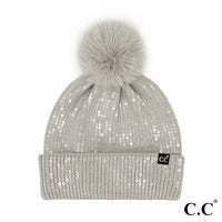 C.C Sequin Pom Beanie