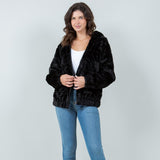 Tiered Faux Fur Jacket With Hood